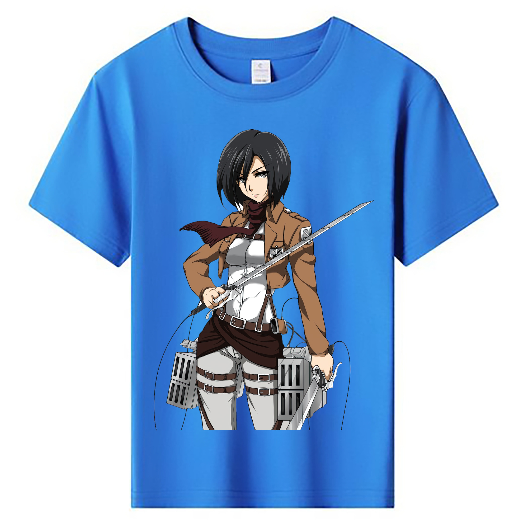 （画像用） 進撃の巨人 ミカサ·アッカーマン Attack on Titan Mikasa Ackerman 綿100％キッズTシャツ（フロントプリント）